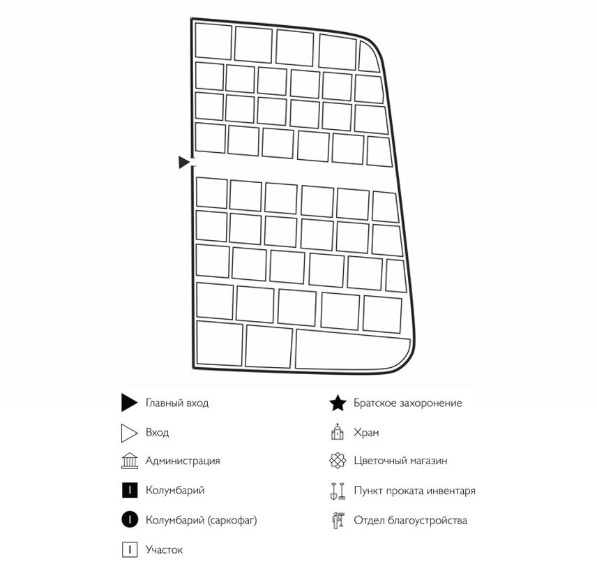 Схема акатовского кладбища