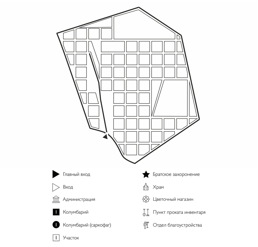 Схема кладбища Белоусово