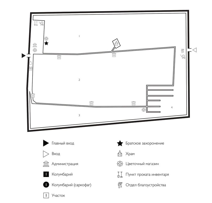 Схема Богородского кладбища