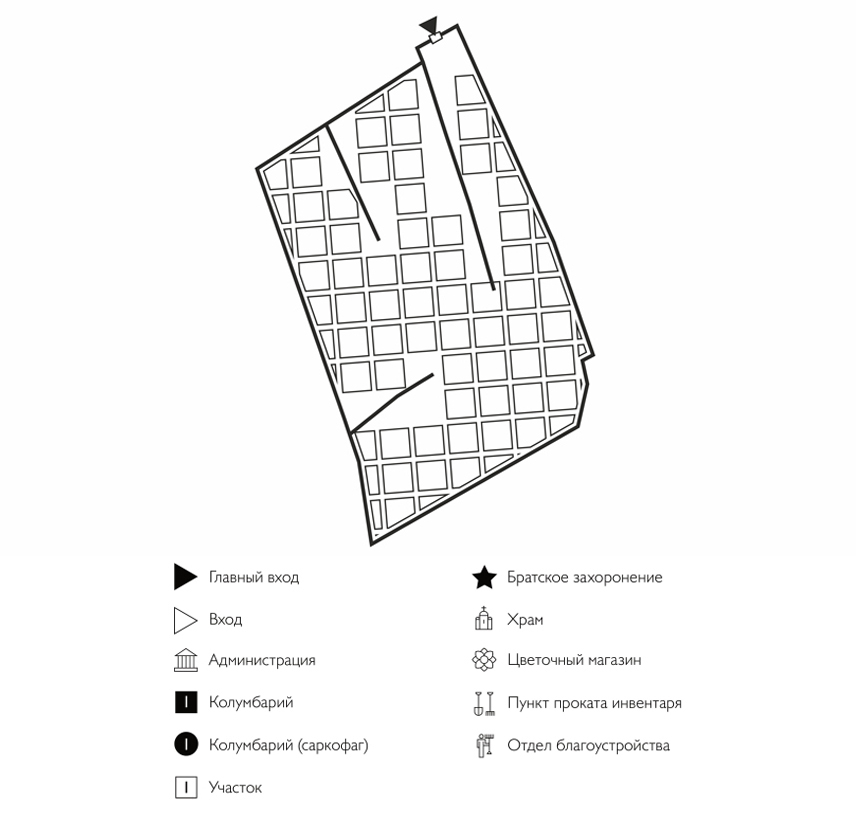 Схема Большого Покровского кладбища