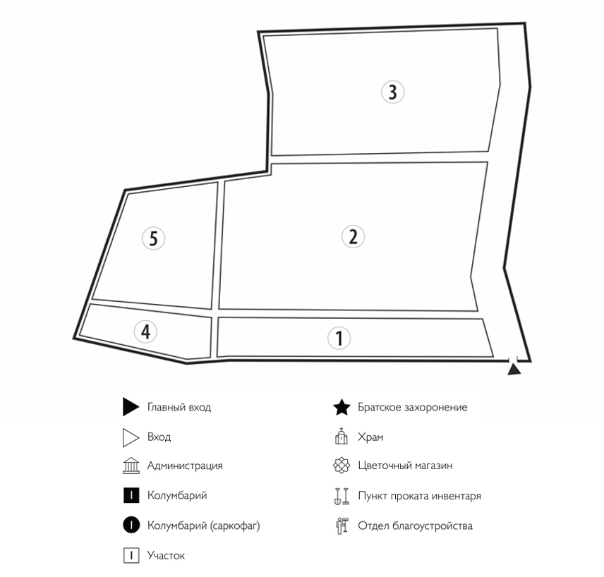 Схема Бронницкого городского кладбища