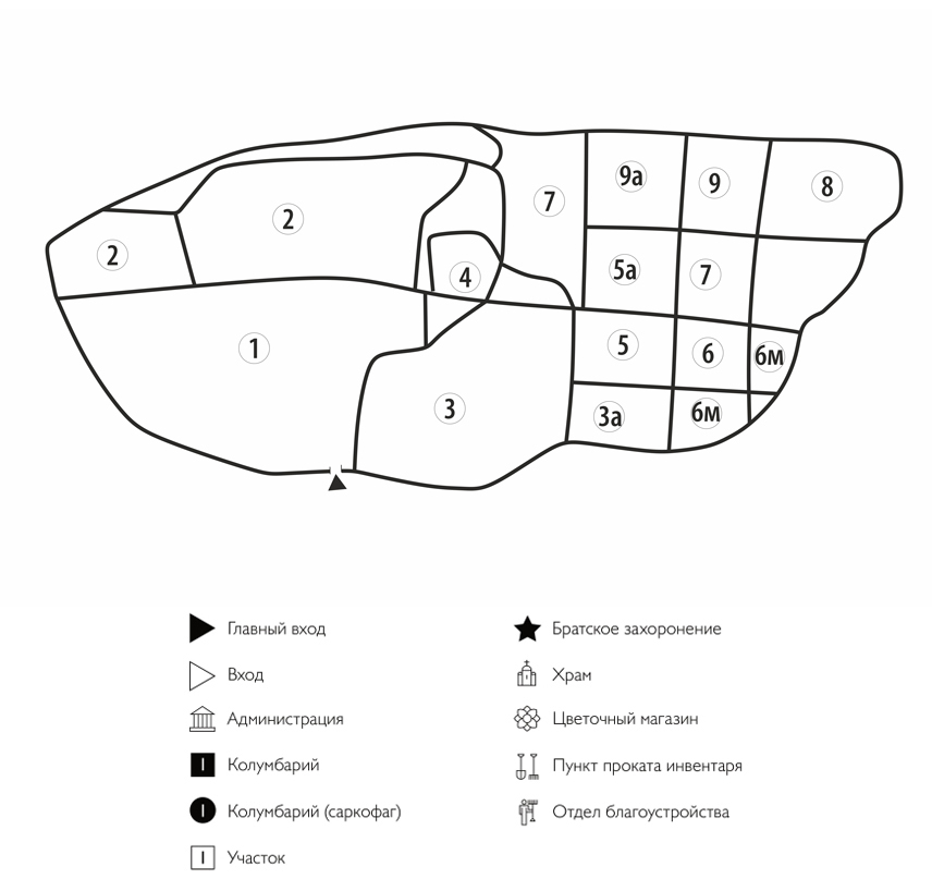 Схема Булатниковского кладбища