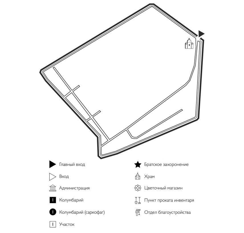Схема кладбища 3-я Пятилетка