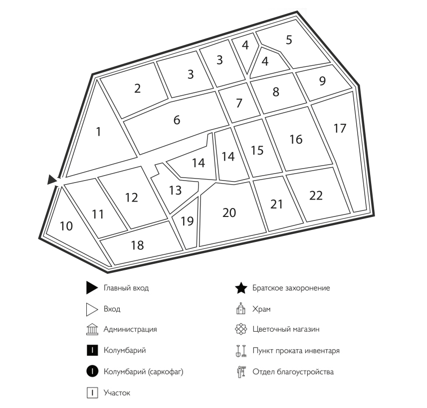 Схема Михайловского кладбища