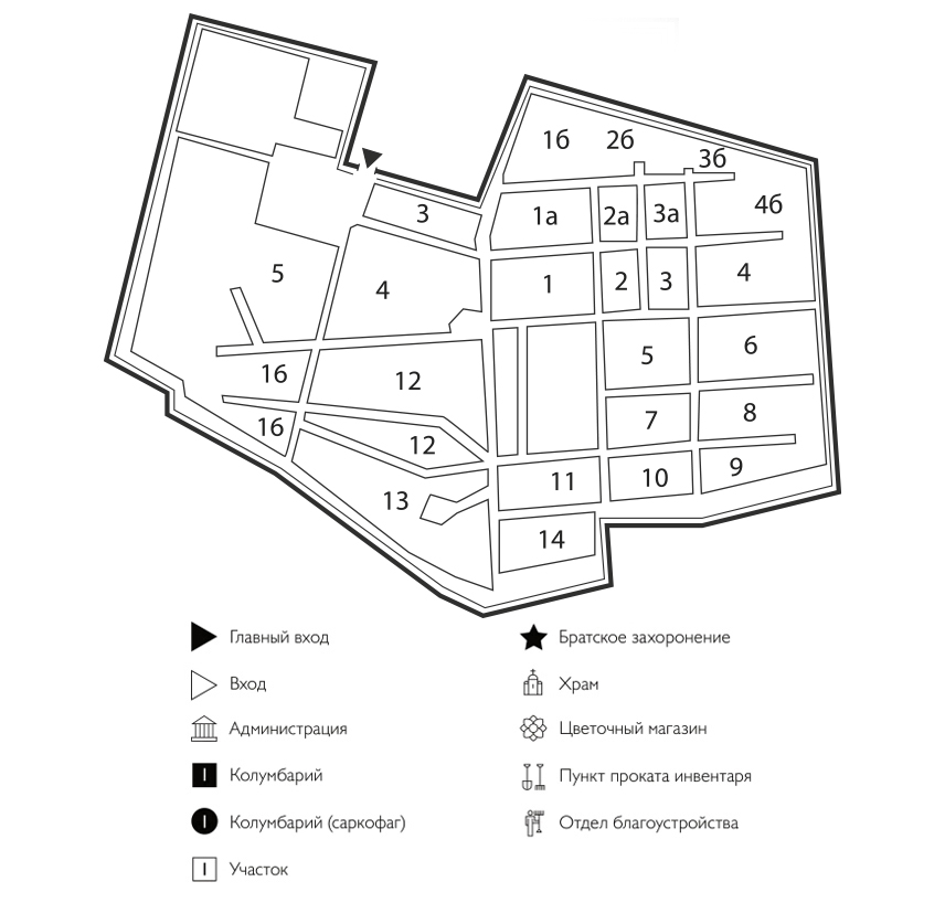 Схема Широкореченского кладбища