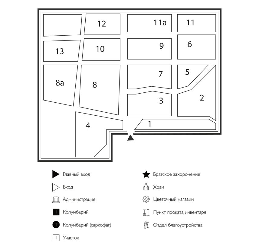 Схема Западного кладбища