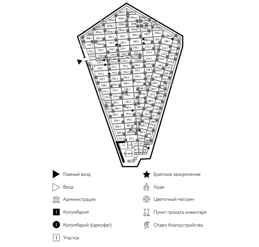 Схема Хованского Северного кладбища