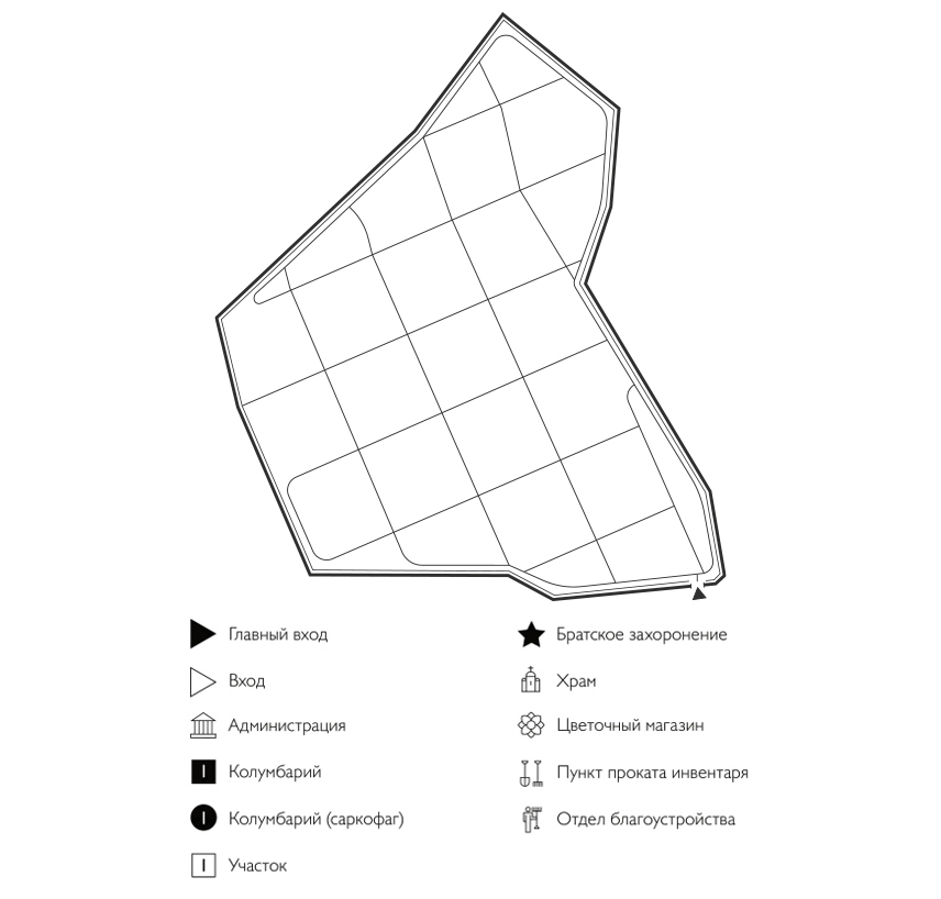 Схема Нового Богородского кладбища