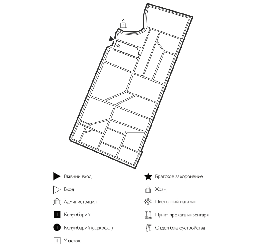Схема Северного кладбища
