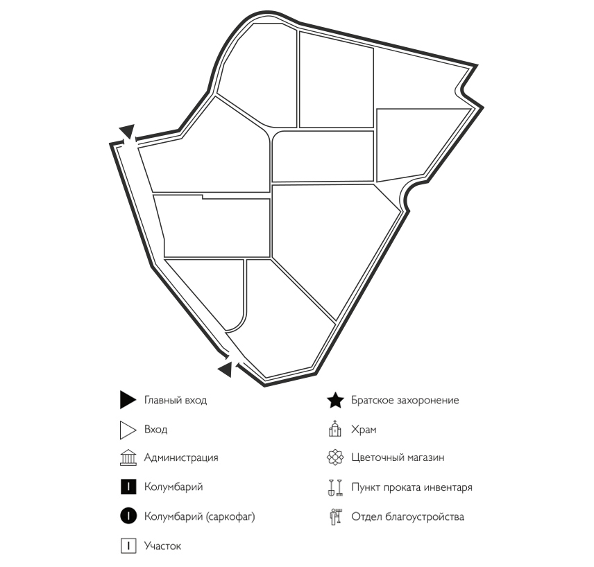 Схема Комиссаровского кладбища