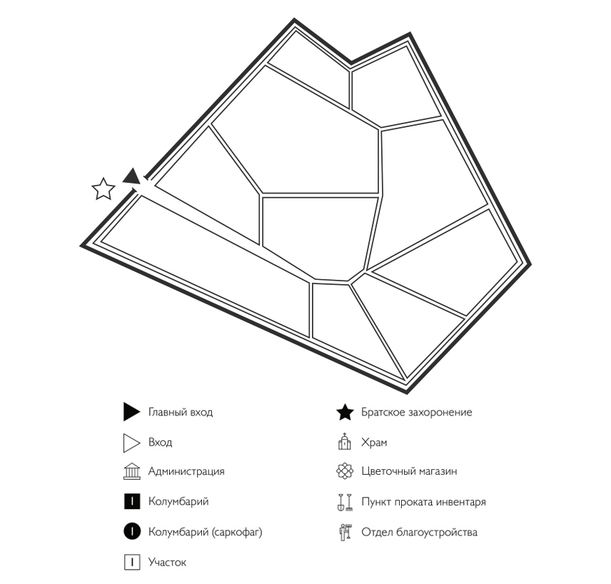 Схема Мозжухинского кладбища