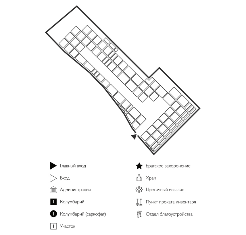 Схема кладбища Аксиньино