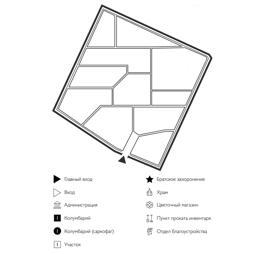 Схема Калининского кладбища