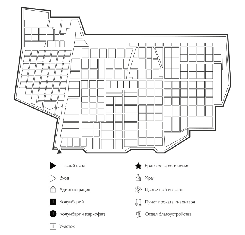 Схема Славянского кладбища