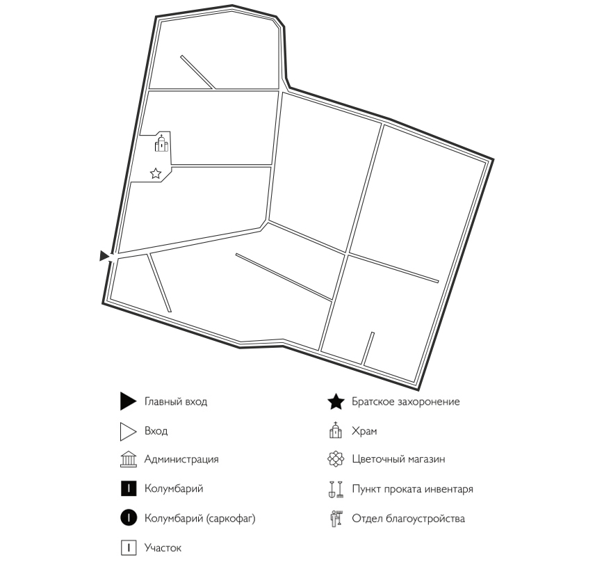 Схема Городского Задонского кладбища