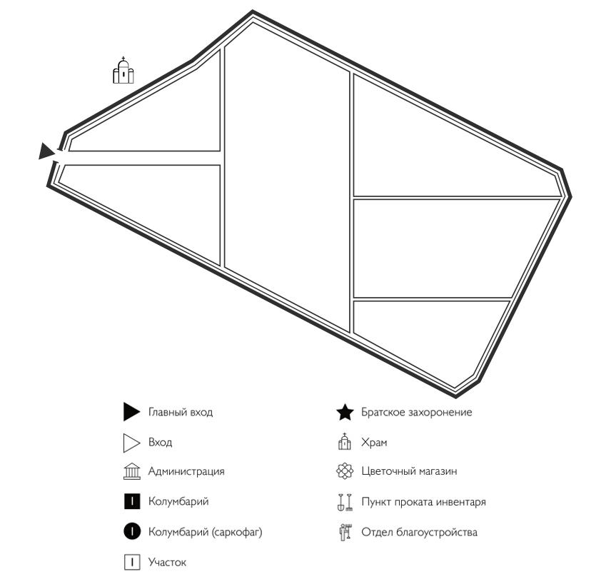 Схема Кузьмино-Отвержского кладбища