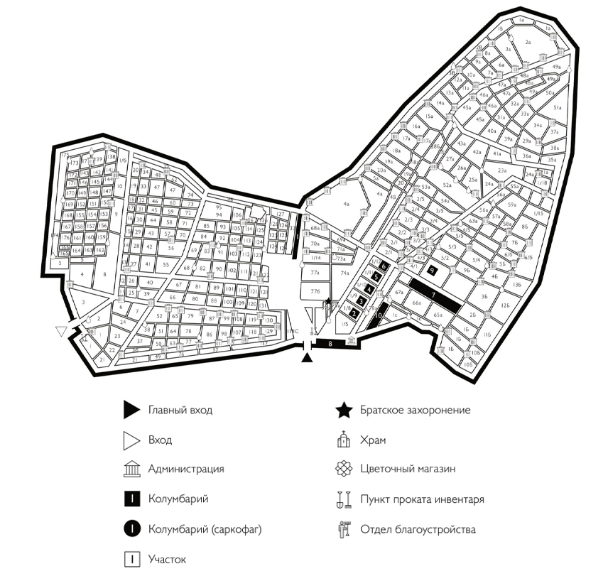 Схема Николо-Архангельского кладбища