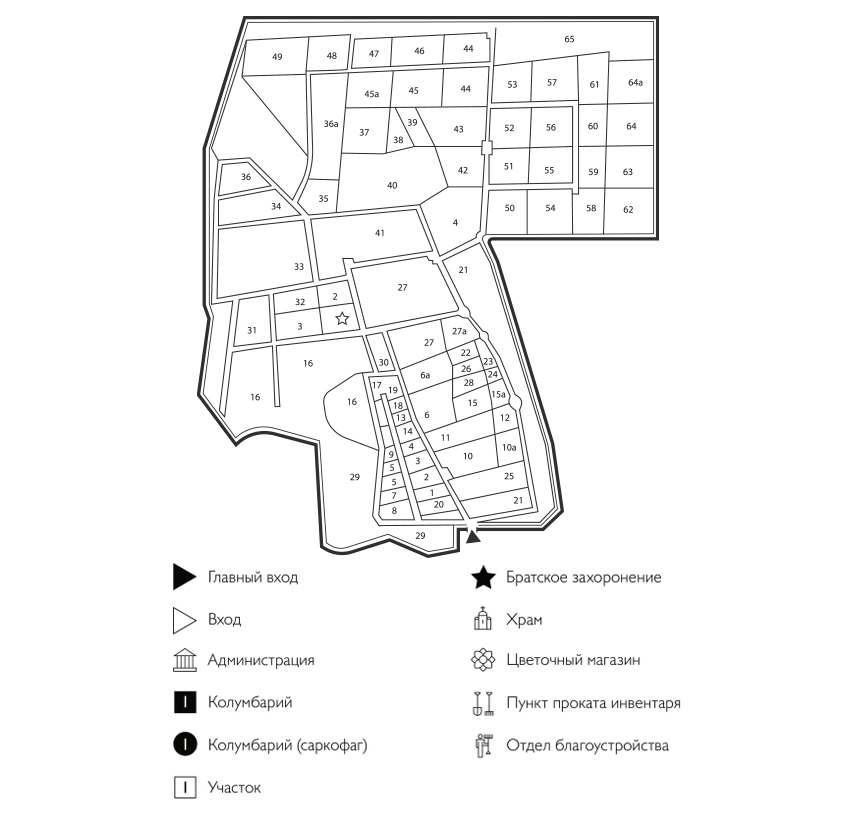 Схема Ново-Сормовского кладбища