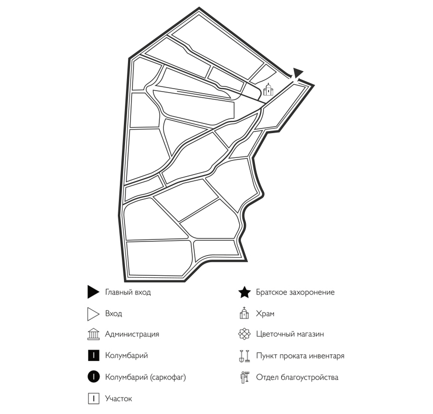 Схема Старо-Автозаводского кладбища