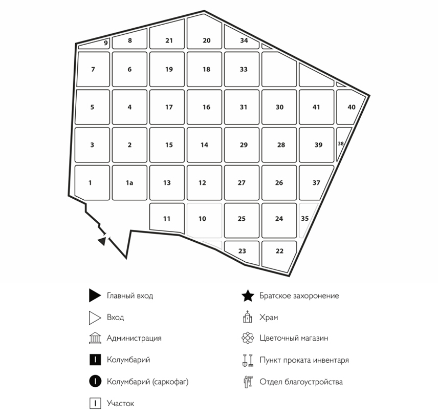 Схема Ново-Богородского кладбища