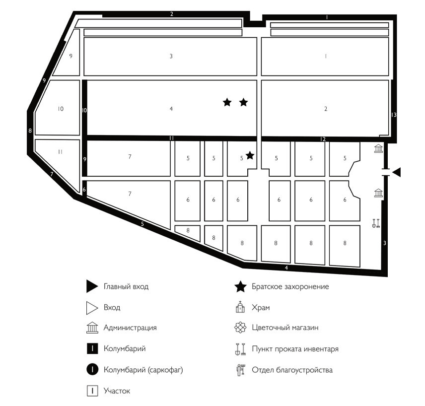 Схема Новодевичьего кладбища