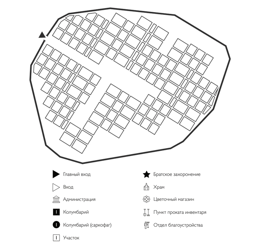Схема кладбища Новогромово