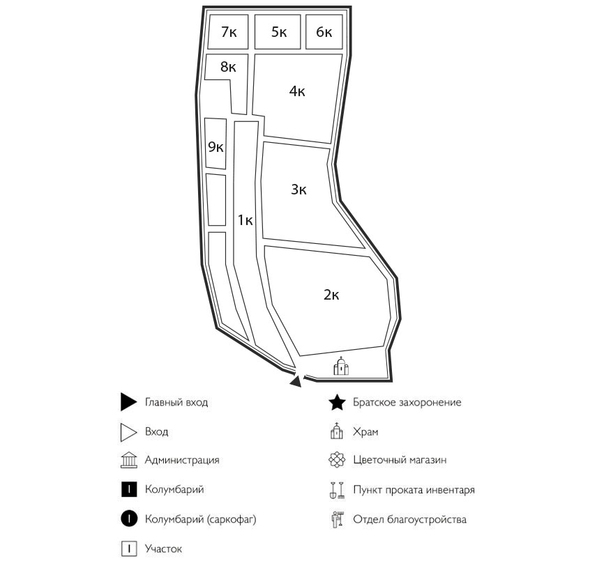 Схема Каменского кладбища