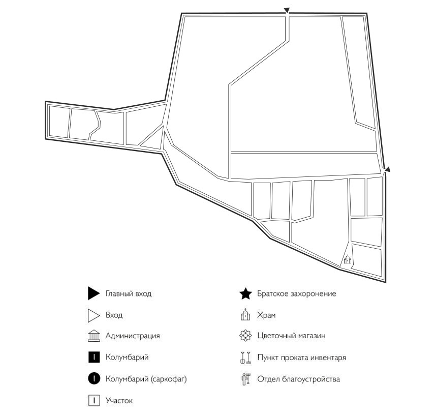 Схема Нового городского кладбища Обь