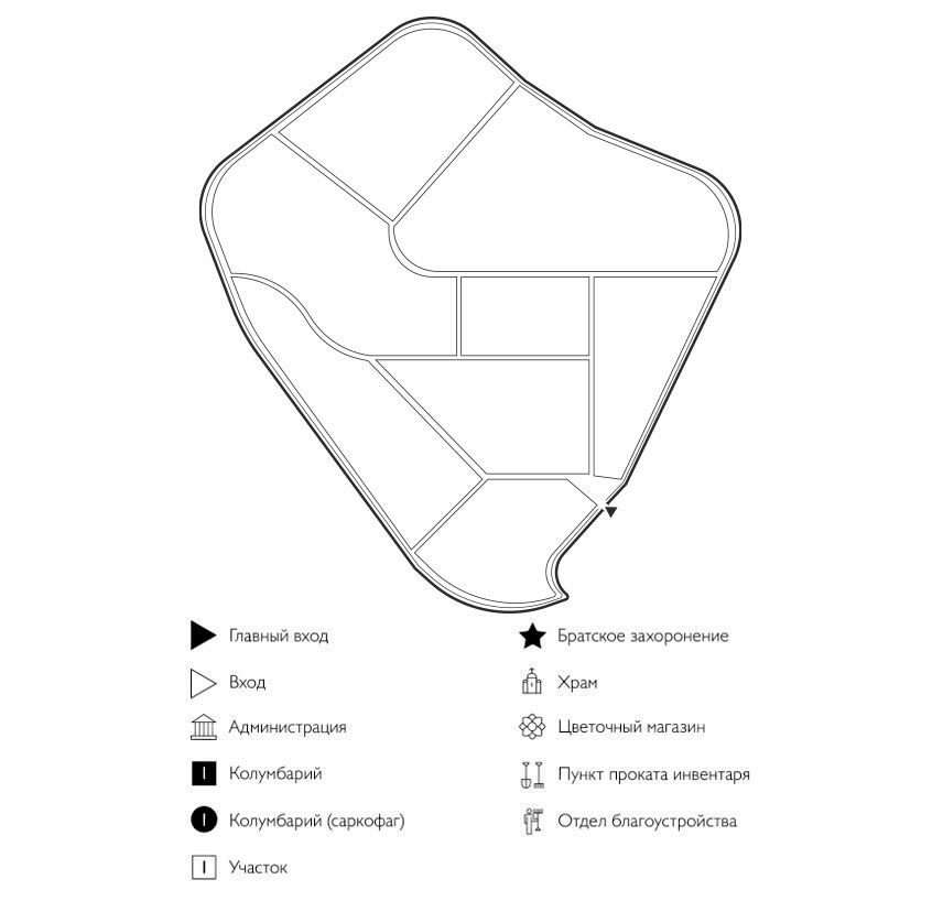 Схема Новолуговского кладбища