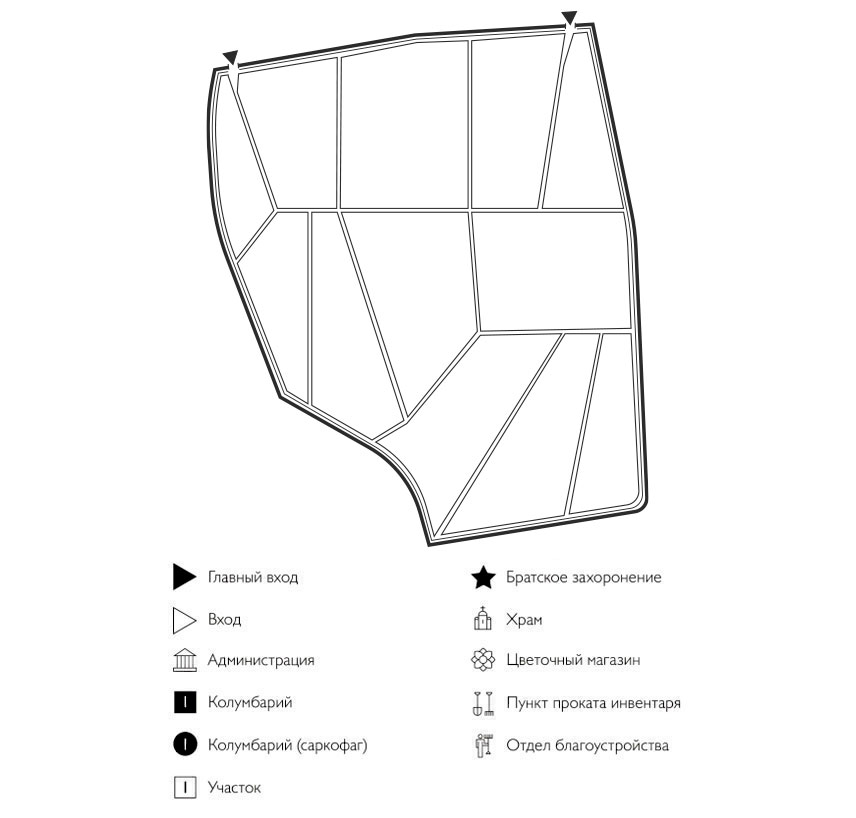 Схема Старого городского кладбища Обь