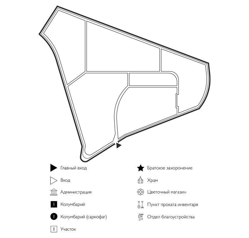 Схема кладбища Жеребцово