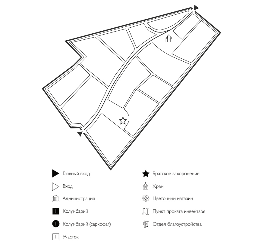 Схема Крестительского кладбища