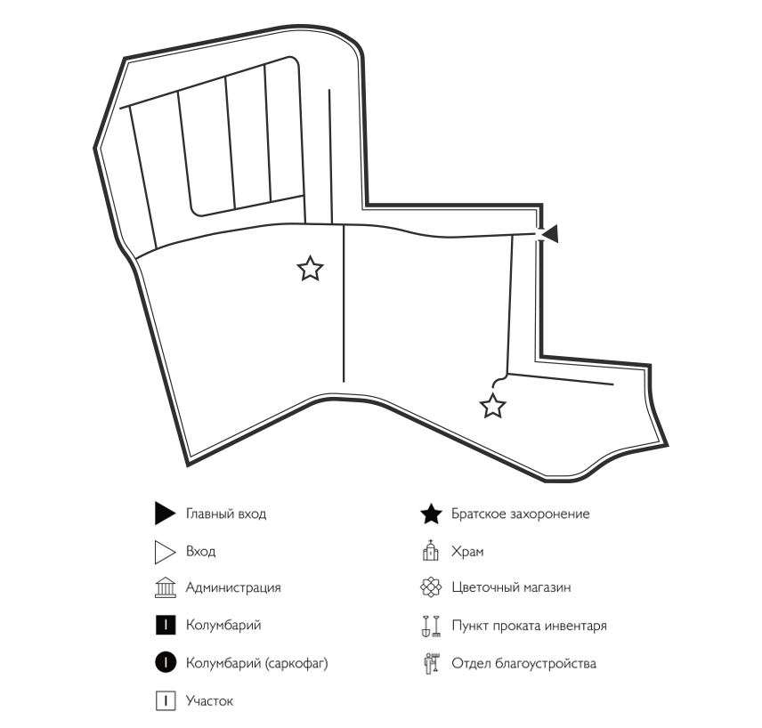 Схема кладбища Остафьево