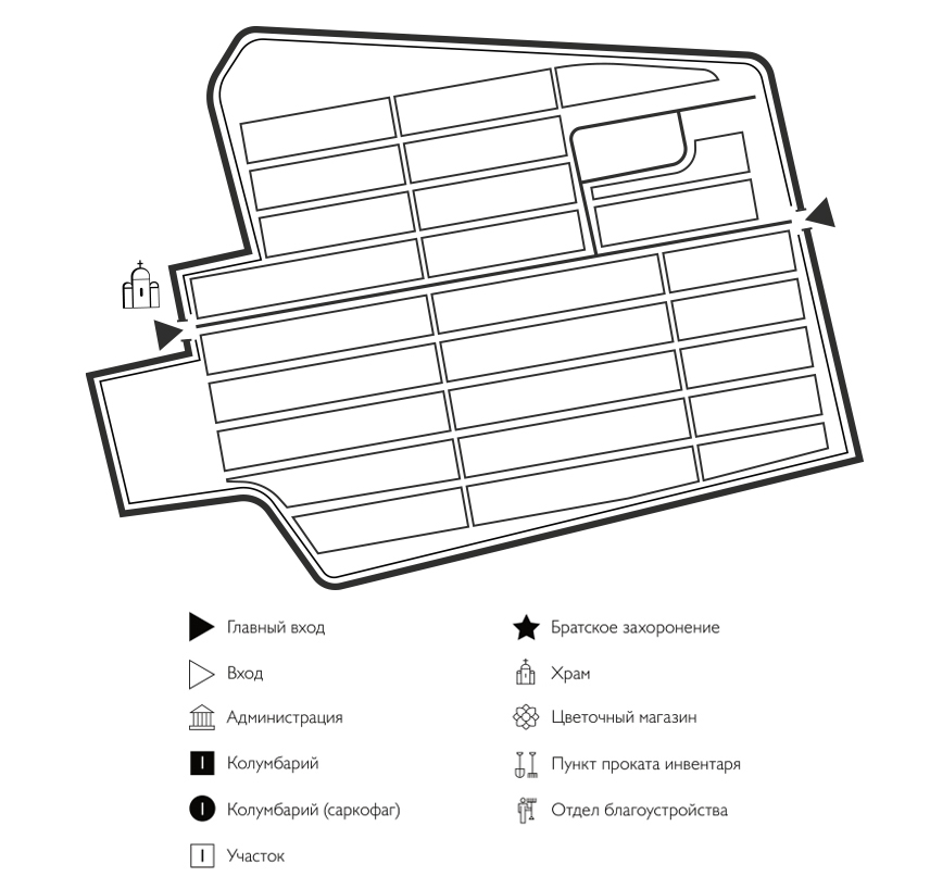 Схема кладбища Ознобишино