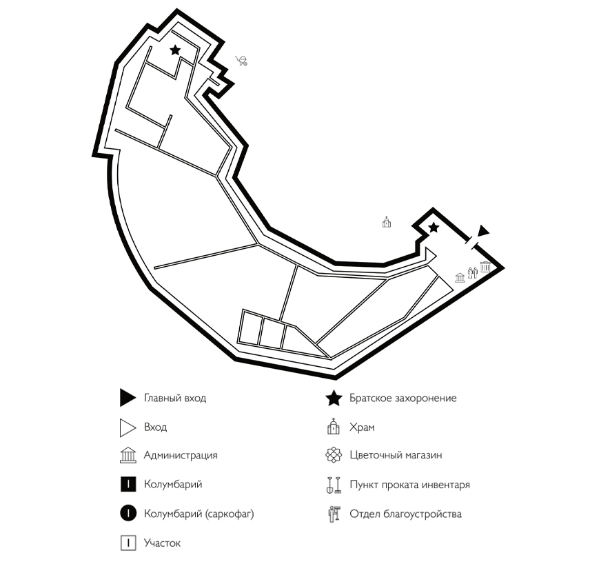 Схема Переделкинского кладбища