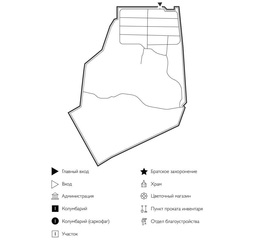 Схема кладбища Банная Гора