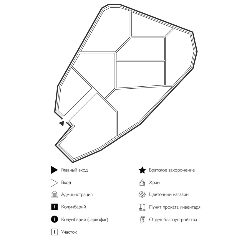 Схема кладбища Новоильинский