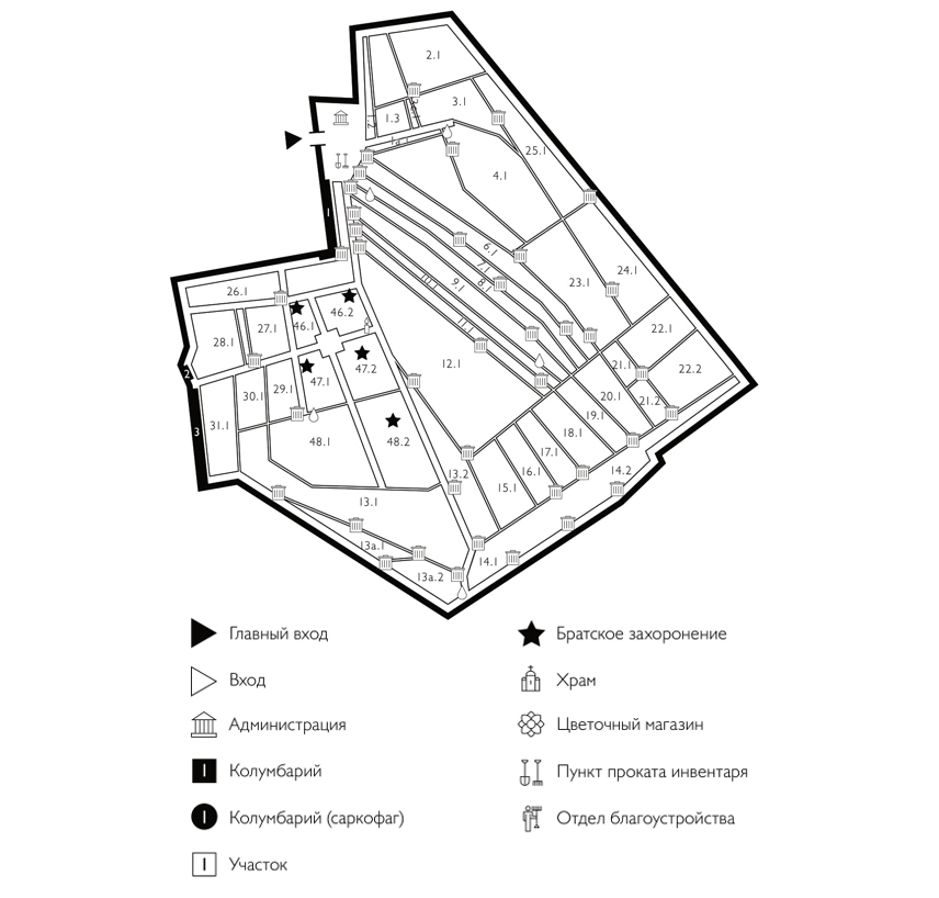 Схема Преображенского кладбища