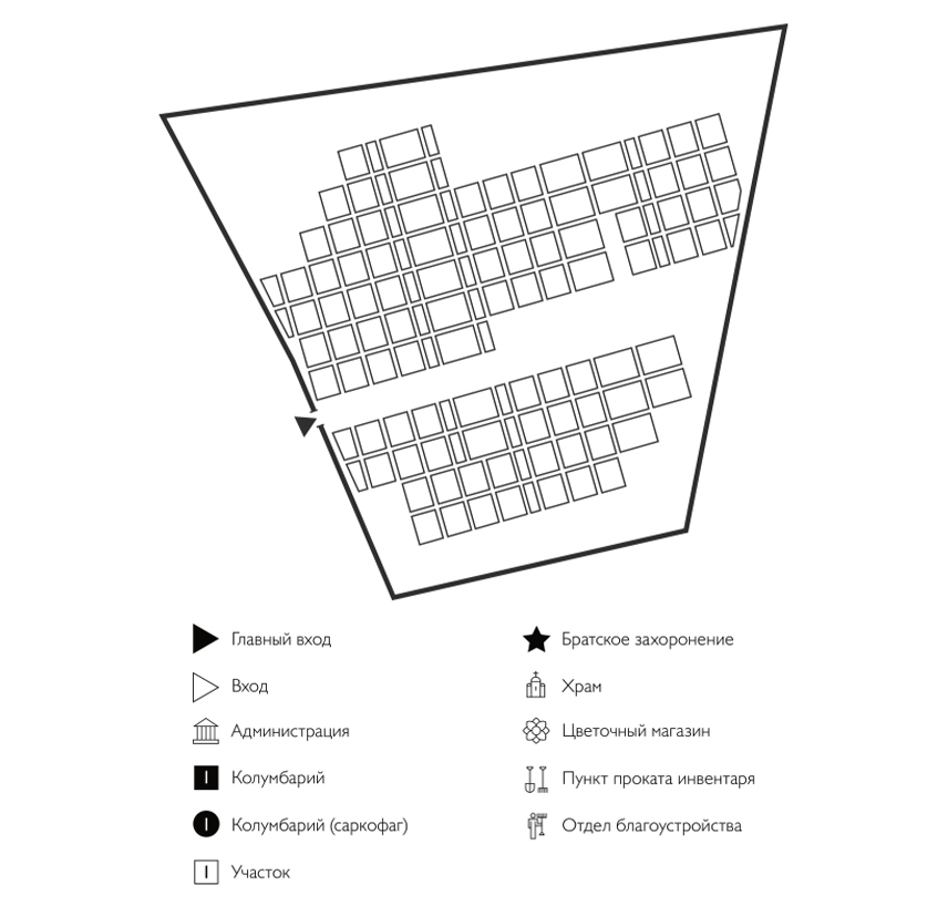 Схема Пушкинского кладбища