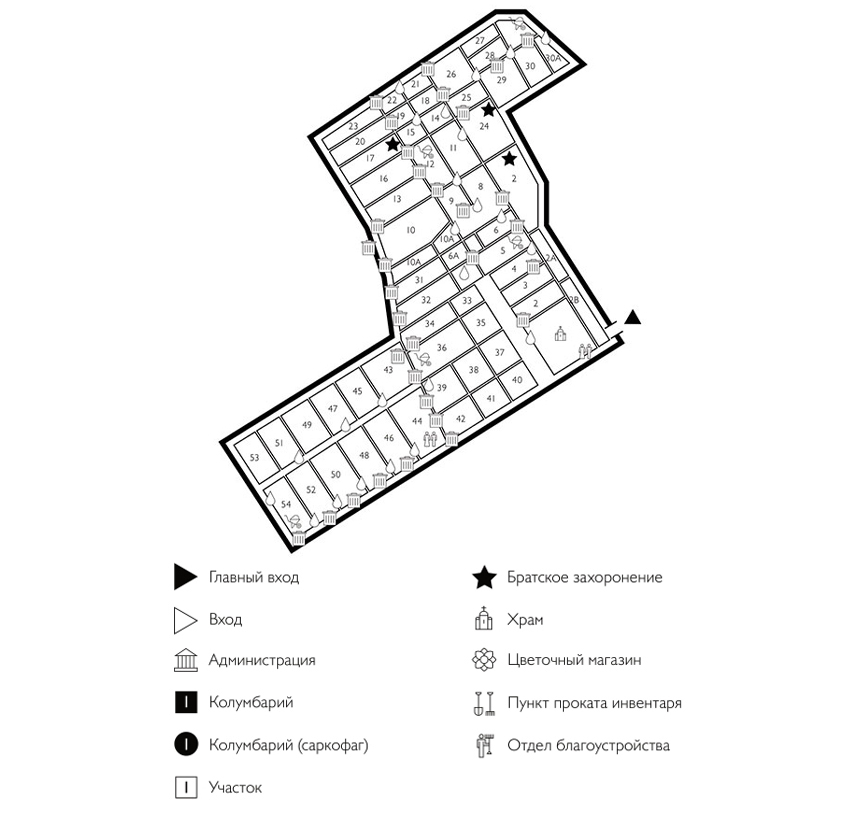 Схема кладбища Ракитки