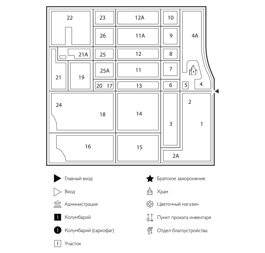 Схема Братского кладбища