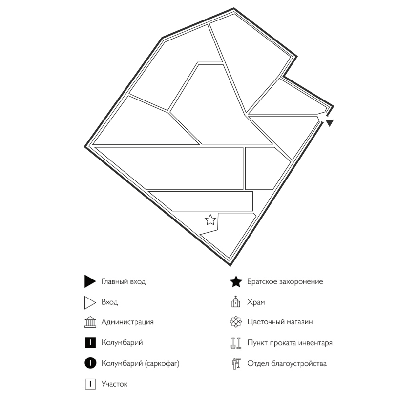 Схема Городского кладбища Михайлов