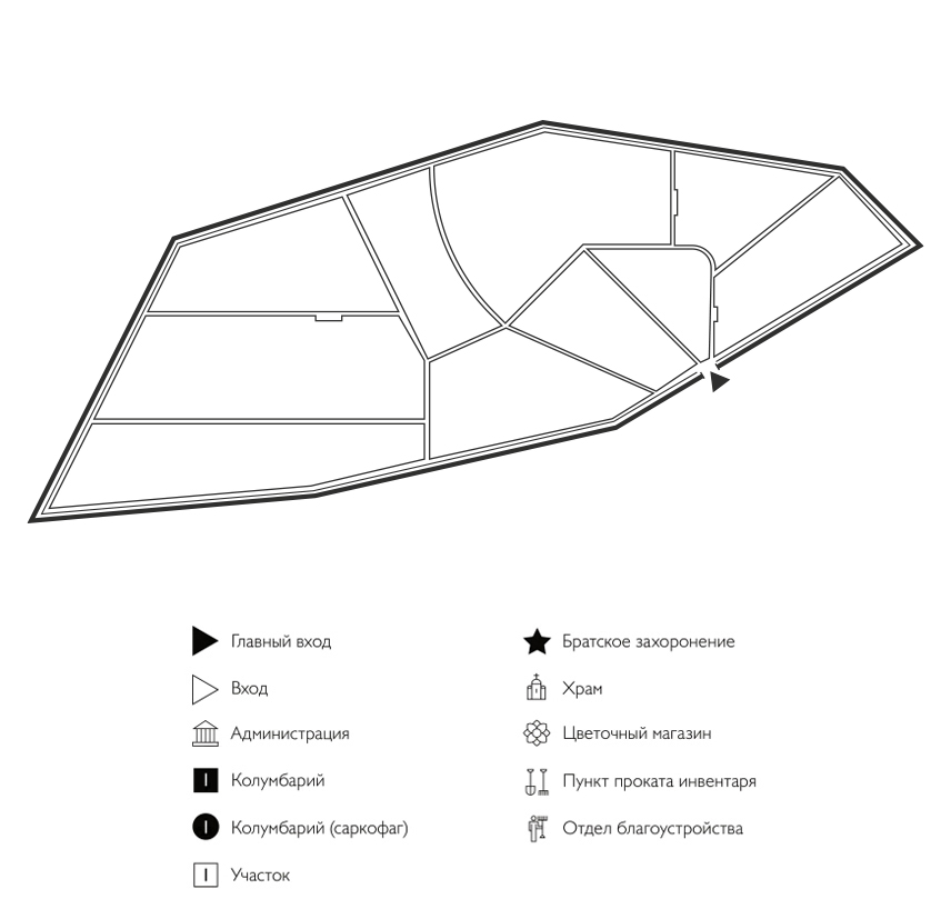 Схема старого кладбища Мирный