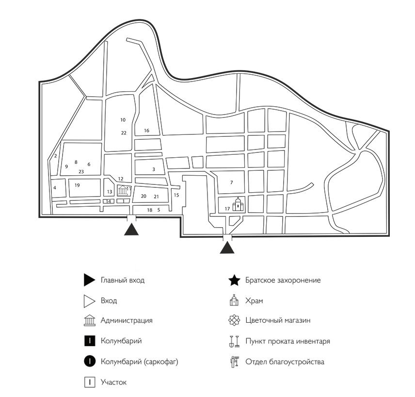 Схема Волковского православного кладбища