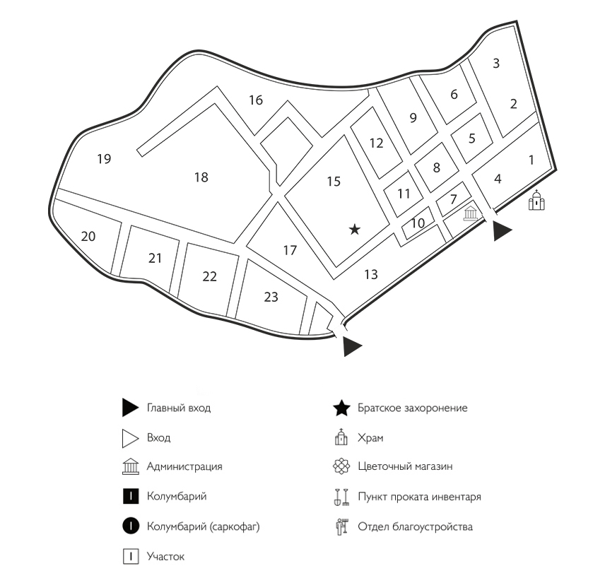 Схема Зеленогорского кладбища