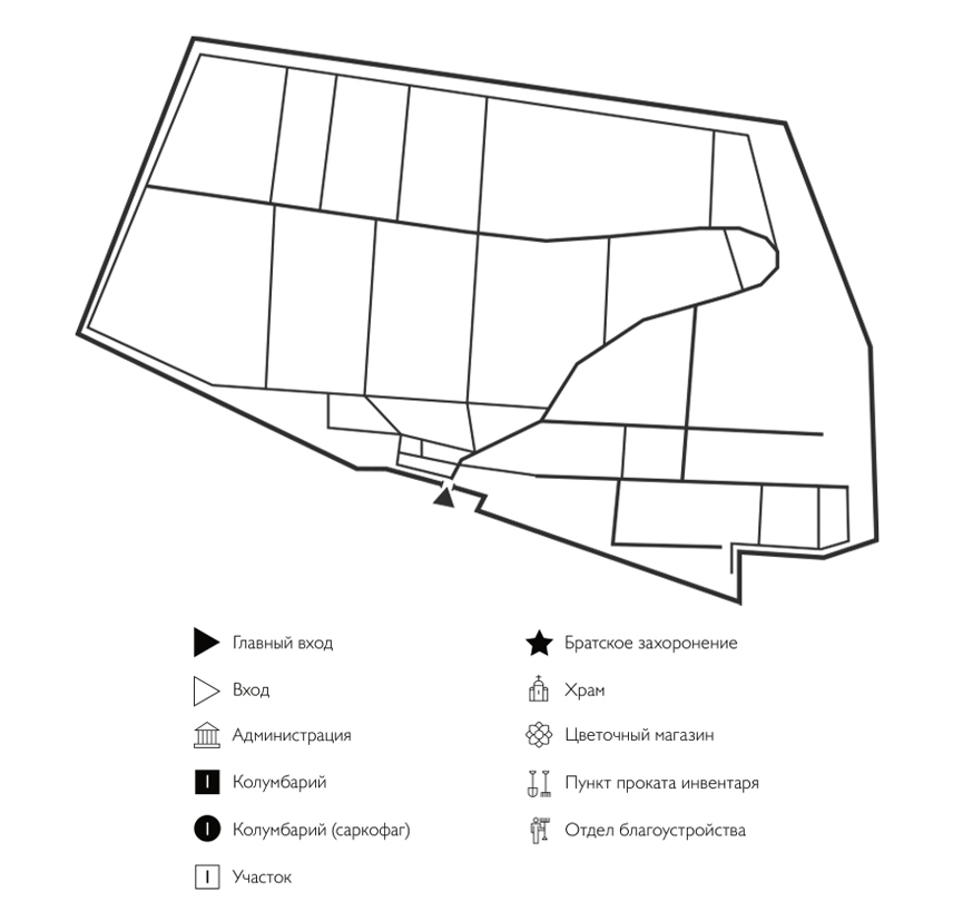 Схема кладбища Старая Кашира