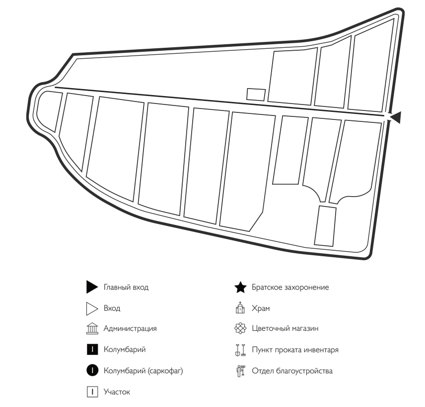 Схема кладбища Луначарский