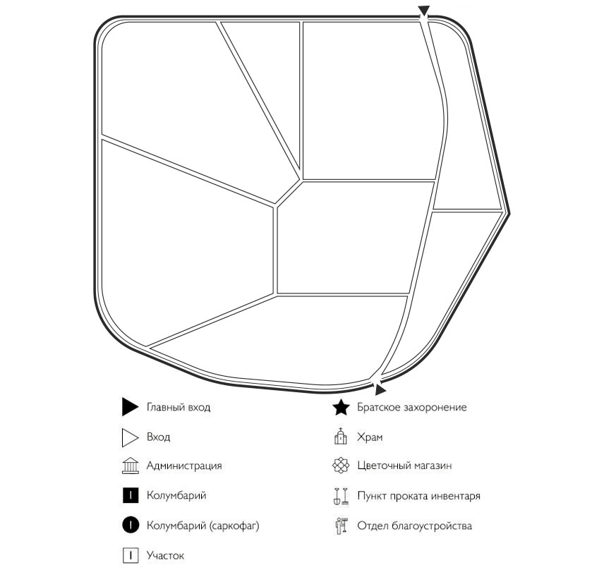 Схема Дзержинского кладбища