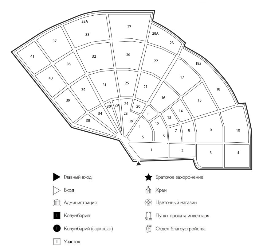 Схема Городского кладбища Воронино