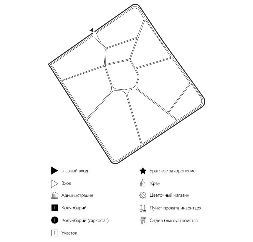 Схема кладбища Кожевниково